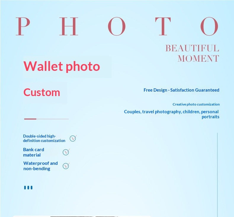 3 inch pvc wallet card custom couple photo double-sided printing creative small gift portrait baby small card custom