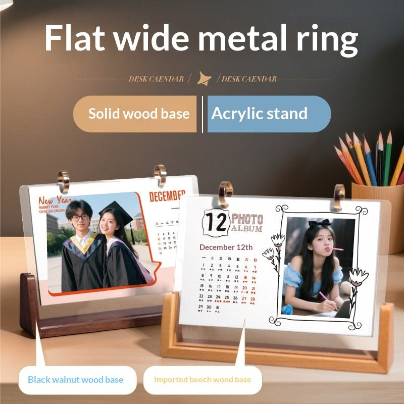 2026 wooden new desk calendar custom DIY photo to make calendar creative calendar bracket custom