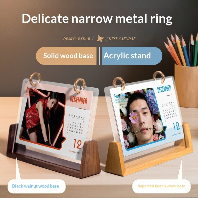2026 wooden new desk calendar custom DIY photo to make calendar creative calendar bracket custom