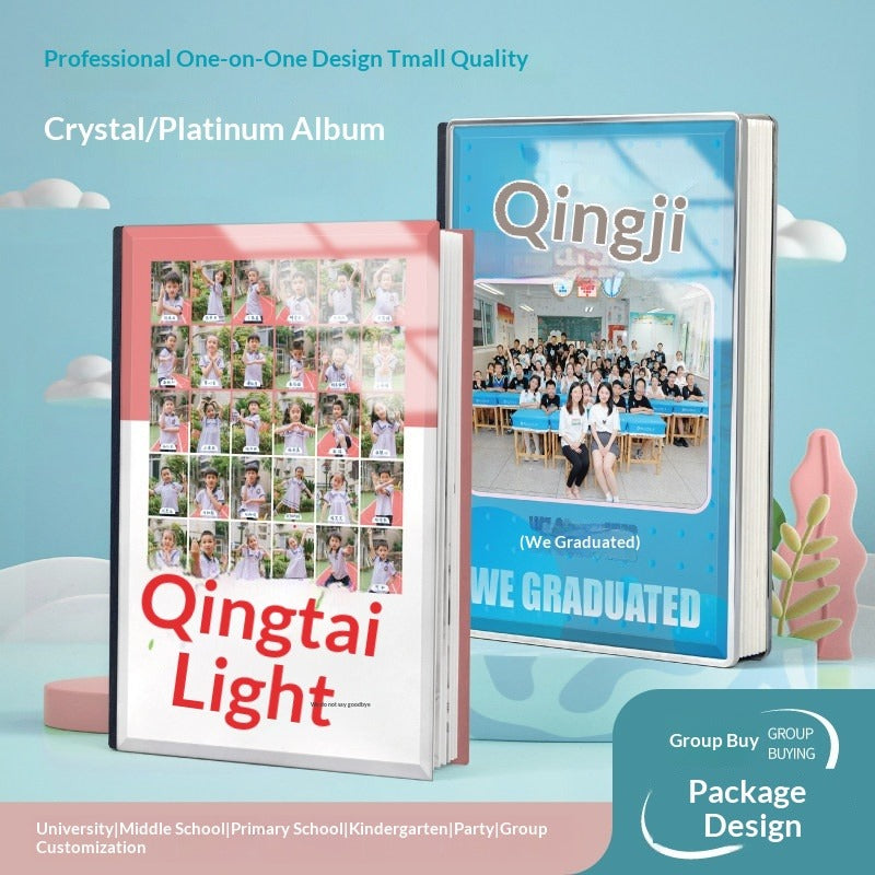 2026 new 12-inch crystal album production, primary and secondary school graduation students record, party photo souvenir album customization