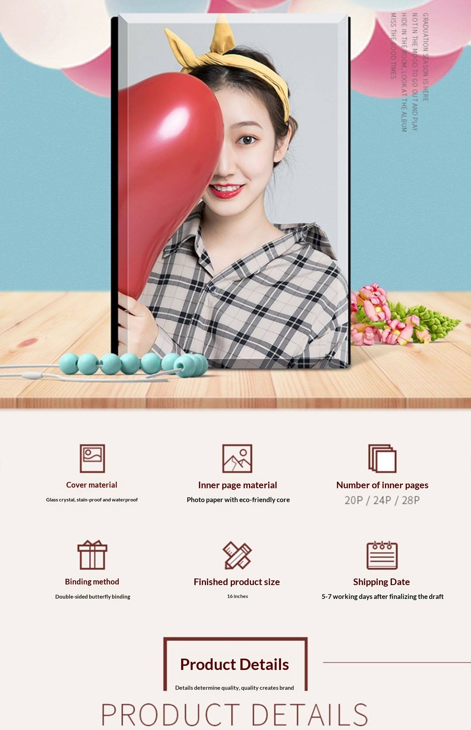 16-Inch crystal album production custom boutique wedding photo photo personalized photo souvenir album DIY photo album customization