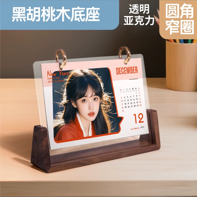 2026 wooden new desk calendar custom DIY photo to make calendar creative calendar bracket custom