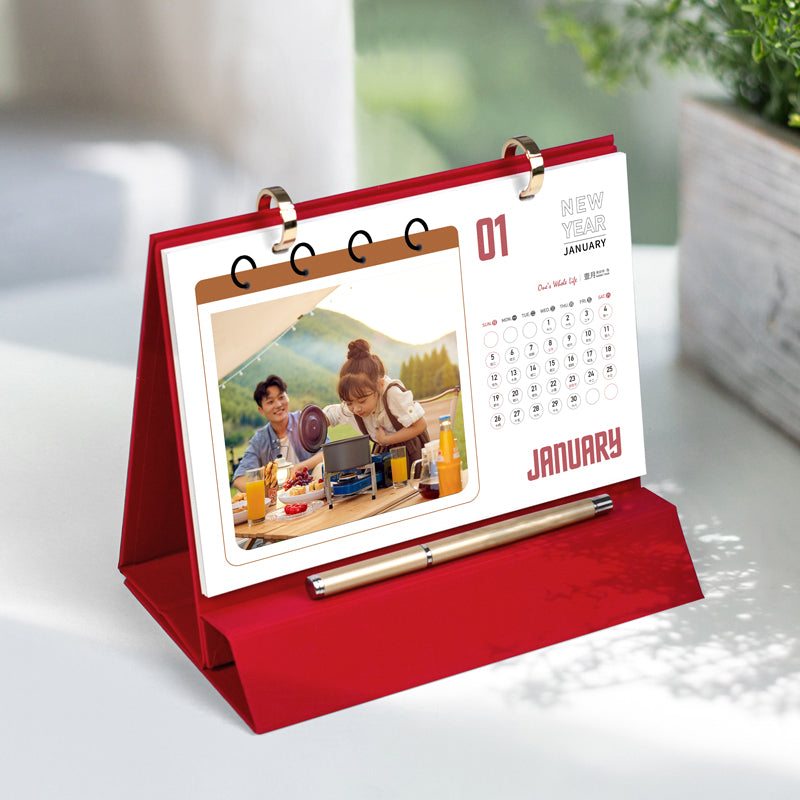 2026 new desk calendar customization DIY personalized photo album calendar enterprise advertising space mobile phone rack to customize