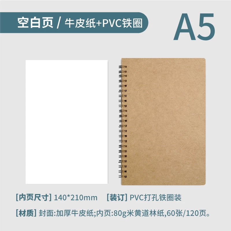 Logo notebook custom cover photo printing A6 pocket coil book custom B5 horizontal line book A5 square book