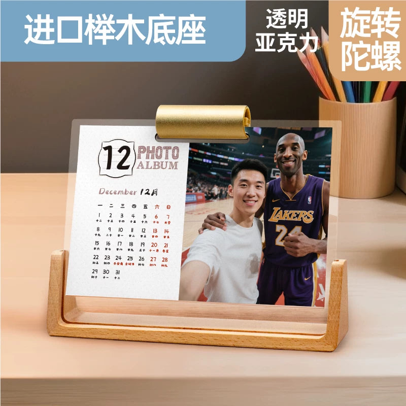 2026 wooden new desk calendar custom DIY photo to make calendar creative calendar bracket custom