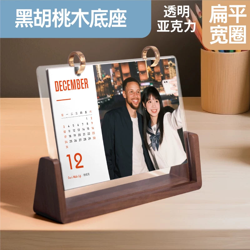 2026 wooden new desk calendar custom DIY photo to make calendar creative calendar bracket custom