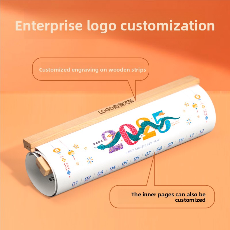 Wooden calendar 2025 new large wooden year-round one clock in quarrel calendar Jane ns wind calendar customization