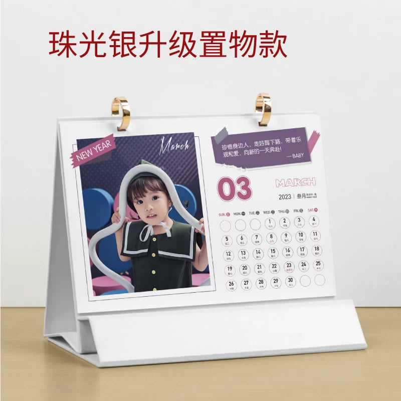 2026 new desk calendar customization DIY personalized photo album calendar enterprise advertising space mobile phone rack to customize