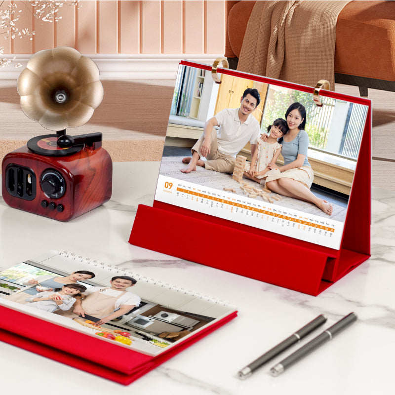 2026 new desk calendar customization DIY personalized photo album calendar enterprise advertising space mobile phone rack to customize