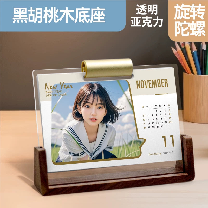 2026 wooden new desk calendar custom DIY photo to make calendar creative calendar bracket custom