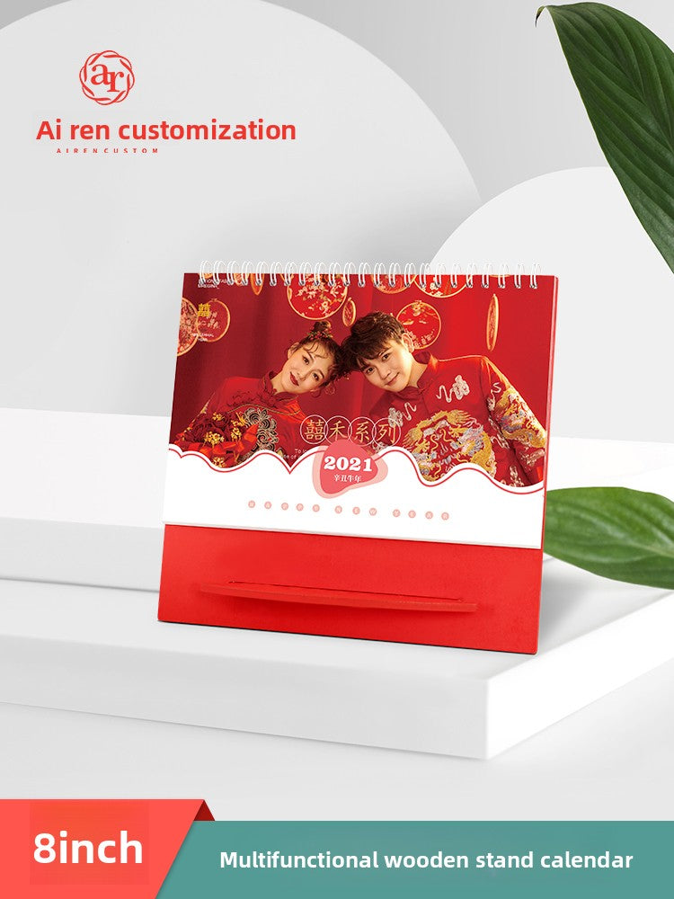 2026 Wooden Desk Calendar Customized Simple Calendar Business Enterprise Advertising Printing DIY Baby Wedding Photo Making