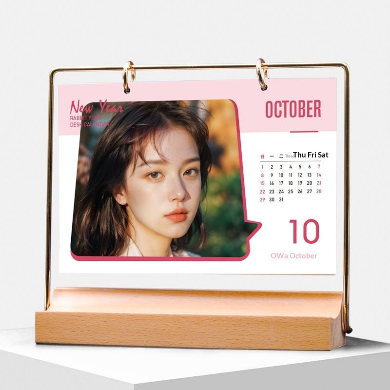 2026 desk calendar custom wrought iron wood desktop photo creative custom printing enterprise small fresh ornament calendar