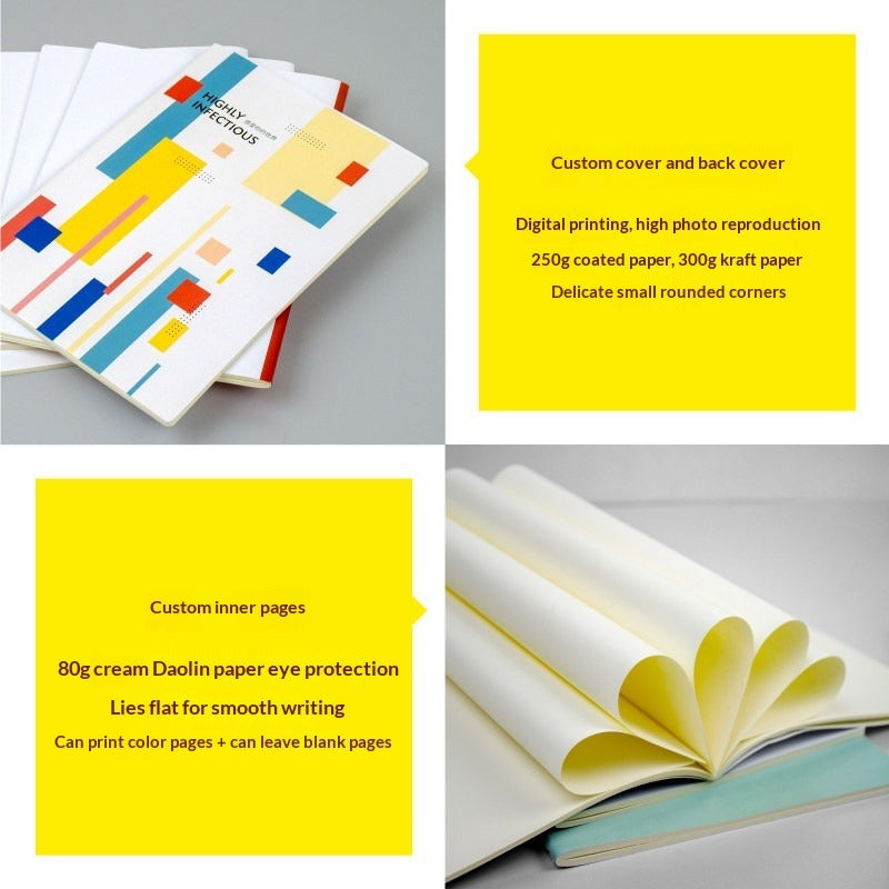 B5A4 notebook soft surface custom cover kraft paper to map custom printing printable logo advertising training gifts