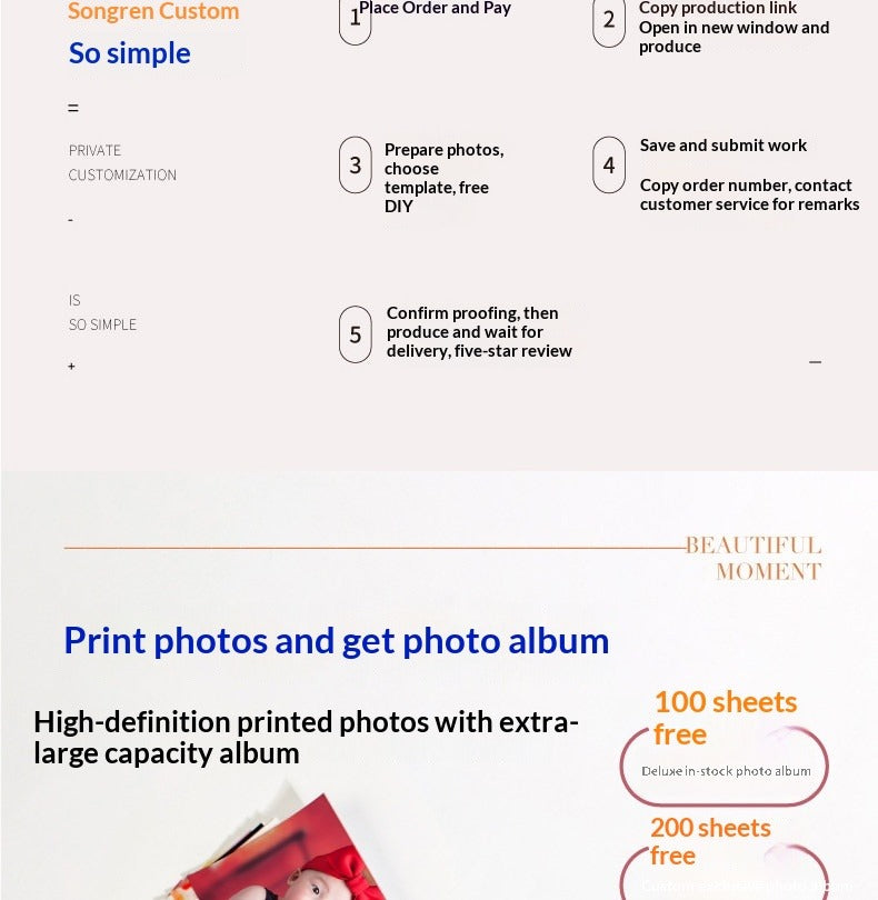 6-inch wash photos, no plastic seal, print wash photos, print children's growth photos, and send albums to classmates for graduation parties