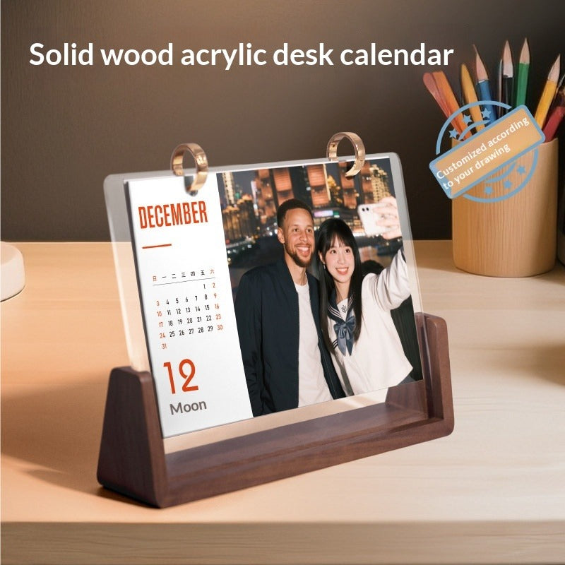 2026 wooden new desk calendar custom DIY photo to make calendar creative calendar bracket custom